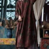 Women Ethnic Flower Worn Loose Long Sleeve Linen Dress AS1058