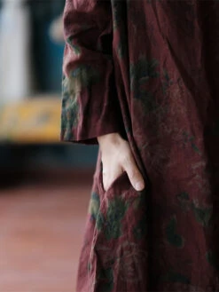 Women Ethnic Flower Worn Loose Long Sleeve Linen Dress AS1058 -Ada Fashion 20240510 160813 129