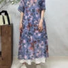 Women Summer Artsy Flower Loose Thin Ramie Dress FG1008 -Ada Fashion 20240511 103311 014
