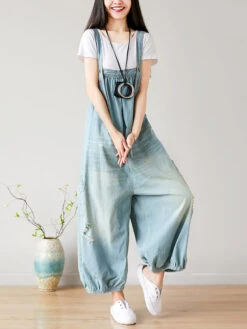 Women SummerRetro Frayed Washed Denim Jumpsuits FG1034 20 Women SummerRetro Frayed Washed Denim Jumpsuits FG1034 -Ada Fashion 20240513 104541 043