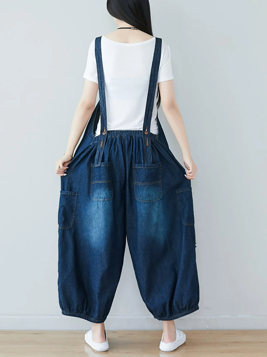 Women SummerRetro Frayed Washed Denim Jumpsuits FG1034 9 Women SummerRetro Frayed Washed Denim Jumpsuits FG1034 - Image 7