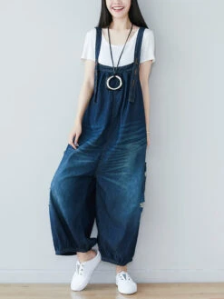 Women SummerRetro Frayed Washed Denim Jumpsuits FG1034 14 Women SummerRetro Frayed Washed Denim Jumpsuits FG1034 -Ada Fashion 20240513 104541 053