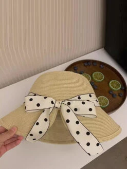 Summer Artsy Dot Spliced Straw Travel Sunproof Hat ZZ1013 -Ada Fashion 20240514 153819 101