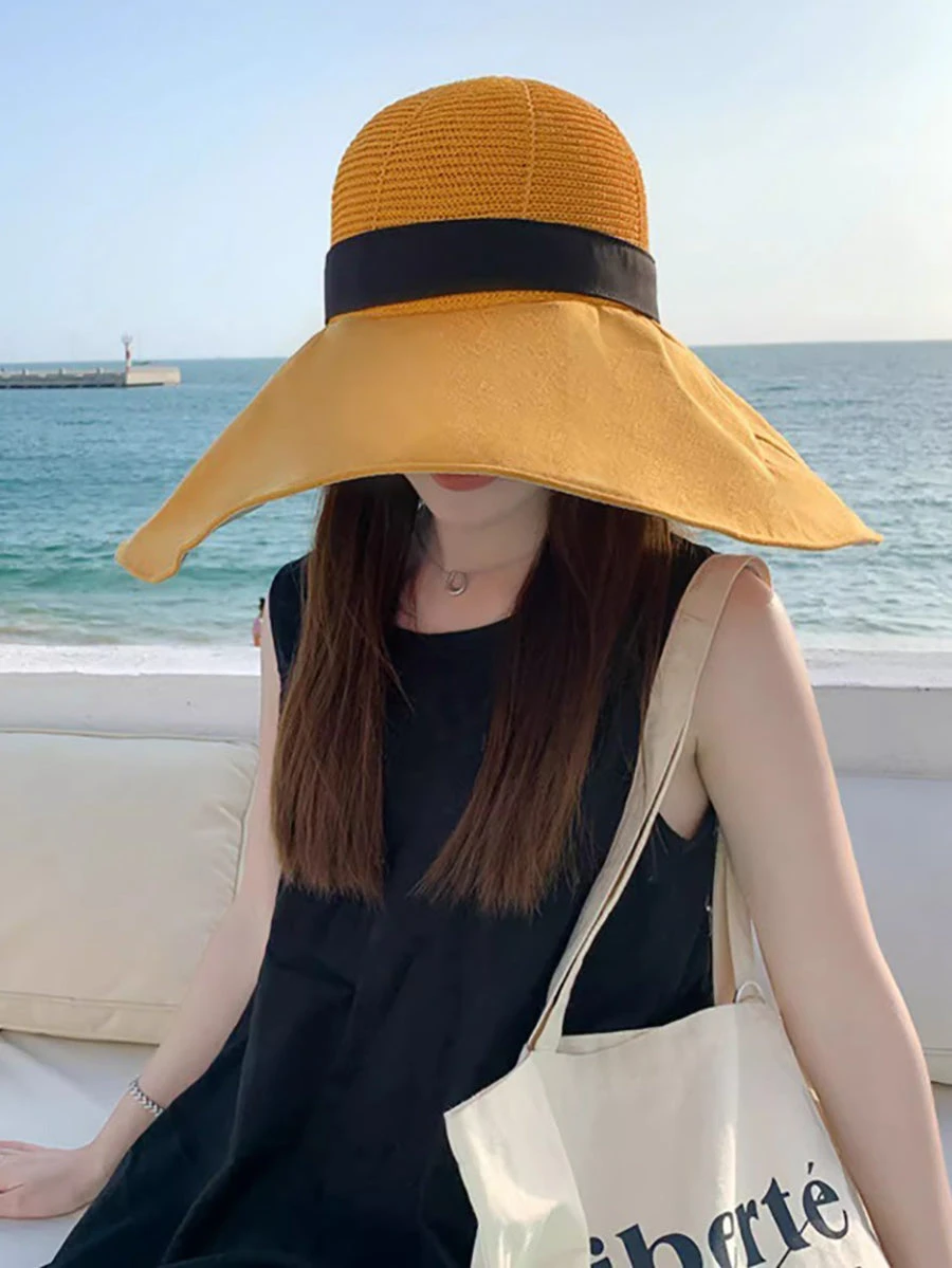 Women Casual Solid Large Brim Sunproof Hat XX1005 9 Women Casual Solid Large Brim Sunproof Hat XX1005 - Image 7