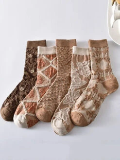 Rhomboids Jacquard Cotton Socks