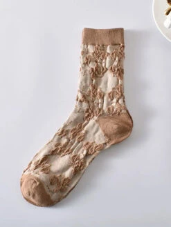 Rhomboids Jacquard Cotton Socks -Ada Fashion 5 Pairs Artsy Flower Rhomboids Jacquard Cotton Socks Ada Fashion 178040375