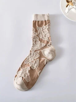 Rhomboids Jacquard Cotton Socks -Ada Fashion 5 Pairs Artsy Flower Rhomboids Jacquard Cotton Socks Ada Fashion 178040481