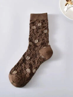 Rhomboids Jacquard Cotton Socks -Ada Fashion 5 Pairs Artsy Flower Rhomboids Jacquard Cotton Socks Ada Fashion 178040775