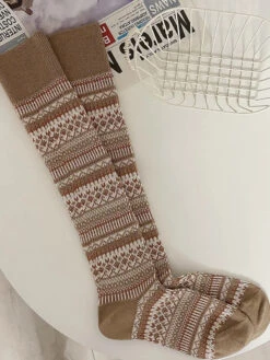 Women Stripe Knitted Long Socks -Ada Fashion 5 Pairs Women Casual Stripe Knitted Long Socks Ada Fashion 178123559