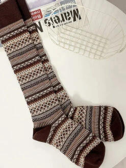 Women Stripe Knitted Long Socks -Ada Fashion 5 Pairs Women Casual Stripe Knitted Long Socks Ada Fashion 178123683
