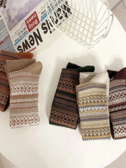 Women Stripe Knitted Long Socks -Ada Fashion 5 Pairs Women Casual Stripe Knitted Long Socks Ada Fashion 178123823