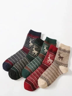 Retro Knitted Socks -Ada Fashion 5 Pairs Women Retro Knitted Socks Ada Fashion 178134463
