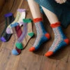 Women Lacework Cotton Socks -Ada Fashion 5 Pairs Women Vintage Lacework Cotton Socks Ada Fashion 178143131
