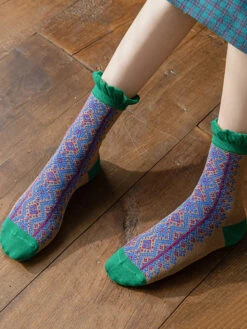 Women Lacework Cotton Socks -Ada Fashion 5 Pairs Women Vintage Lacework Cotton Socks Ada Fashion 178143534