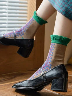 Women Lacework Cotton Socks -Ada Fashion 5 Pairs Women Vintage Lacework Cotton Socks Ada Fashion 178143628