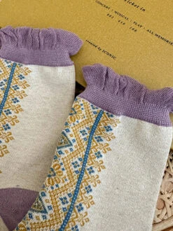 Women Lacework Cotton Socks -Ada Fashion 5 Pairs Women Vintage Lacework Cotton Socks Ada Fashion 178143855