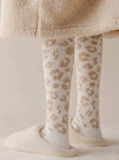 Women Leopard Print Fleece Socks -Ada Fashion 5 Pairs Women Winter Leopard Print Fleece Socks Ada Fashion 178119591