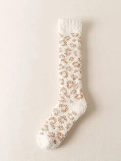 Women Leopard Print Fleece Socks -Ada Fashion 5 Pairs Women Winter Leopard Print Fleece Socks Ada Fashion 178120262