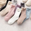 Women Solid Cotton Fleece-lined Socks -Ada Fashion 5 Pairs Women Winter Solid Cotton Fleece lined Socks Ada Fashion 177800148