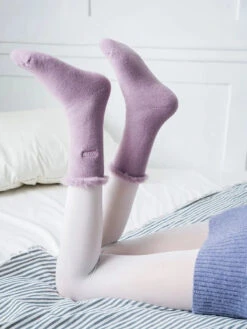 Women Solid Cotton Fleece-lined Socks 20 Women Solid Cotton Fleece-lined Socks -Ada Fashion 5 Pairs Women Winter Solid Cotton Fleece lined Socks Ada Fashion 177800749