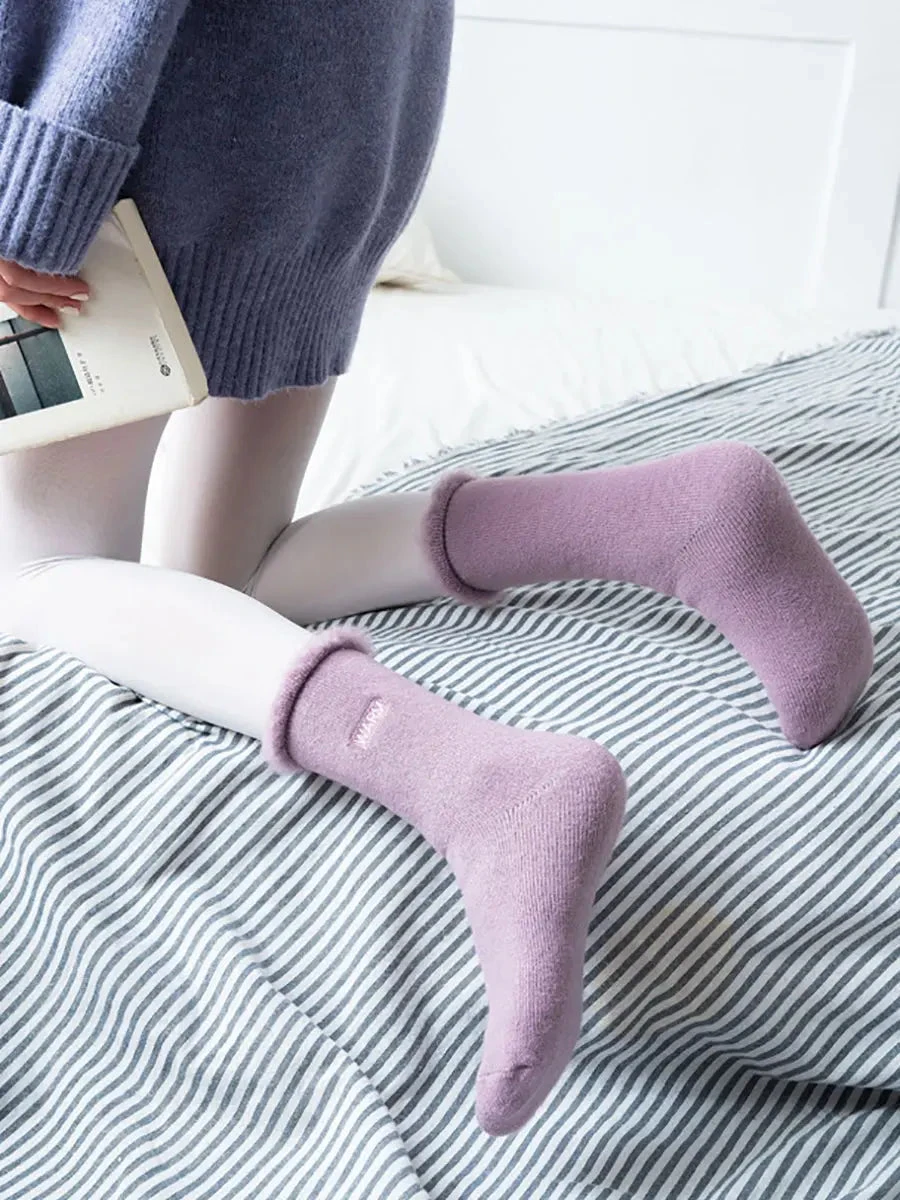 Women Solid Cotton Fleece-lined Socks 10 Women Solid Cotton Fleece-lined Socks - Image 8