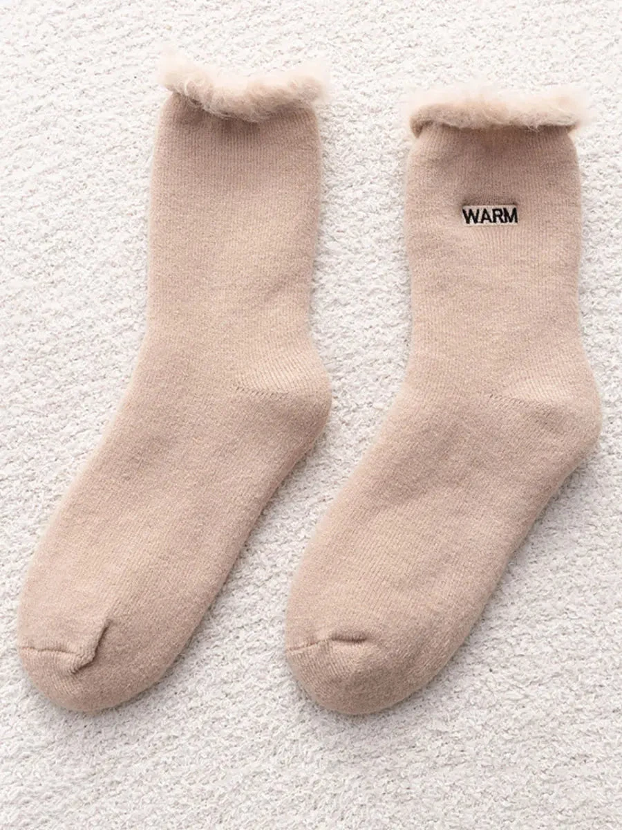 Women Solid Cotton Fleece-lined Socks 11 Women Solid Cotton Fleece-lined Socks - Image 9