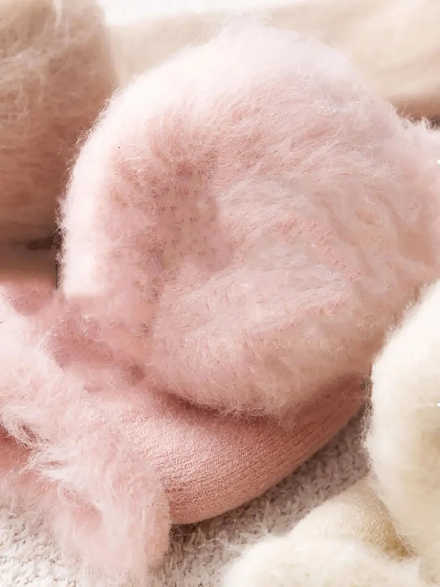 Women Solid Cotton Fleece-lined Socks 14 Women Solid Cotton Fleece-lined Socks - Image 12