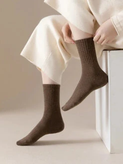Women Solid Winter Cotton Socks -Ada Fashion 6 Pairs Women Solid Winter Cotton Socks Ada Fashion 177764147