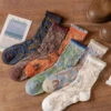 Women Vintage Floral Jacquard Socks -Ada Fashion 6 Pairs Women Vintage Floral Jacquard Socks Ada Fashion 178034011