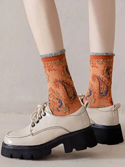 Women Vintage Floral Jacquard Socks -Ada Fashion 6 Pairs Women Vintage Floral Jacquard Socks Ada Fashion 178034248