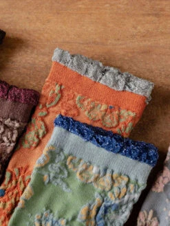 Women Vintage Floral Jacquard Socks -Ada Fashion 6 Pairs Women Vintage Floral Jacquard Socks Ada Fashion 178034521