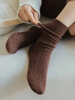 Women Solid Wool Socks -Ada Fashion 6 Pairs Women Winter Solid Wool Socks Ada Fashion 178137610