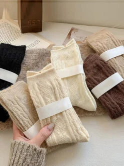 Women Solid Wool Socks -Ada Fashion 6 Pairs Women Winter Solid Wool Socks Ada Fashion 178137746