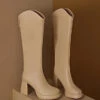 Apricot Boutique Splicing Zippered Chunky Knee Boots ML1663