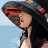 Art Black Striped Print Patchwork Cotton Bucket Hat LC0544 -Ada Fashion Art Black Striped Print Patchwork Cotton Bucket Hat1