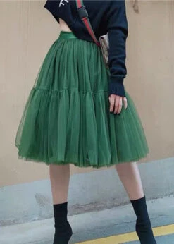 Art Dull Green Exra Large Hem Tulle Holiday Skirts Summer LY9430