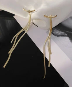 Art Gold Alloy Tassel Drop Earrings LY1810 -Ada Fashion Art Gold Alloy Tassel Drop Earrings4