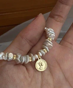 Art Gold Hand Pearl Small Bits Of Silver Charm Bracelet GH1027 -Ada Fashion Art Gold Hand Pearl Small Bits Of Silver Charm Bracelet5