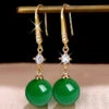Art Green 14K Gold Agate Zircon Drop Earrings TW1055