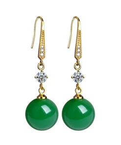 Art Green 14K Gold Agate Zircon Drop Earrings TW1055 -Ada Fashion Art Green 14K Gold Agate Zircon Drop Earrings5