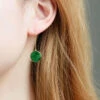 Art Green 18K Gold Jadeite Drop Earrings LY9025