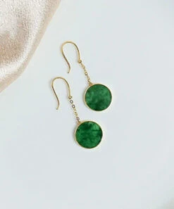 Art Green 18K Gold Jadeite Drop Earrings LY9025 -Ada Fashion Art Green 18K Gold Jadeite Drop Earrings Ada Fashion 153038555