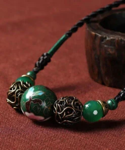 Art Green Agate Malachite Cloisonne Gratuated Bead Necklace ML0342 -Ada Fashion Art Green Agate Malachite Cloisonne Gratuated Bead Necklace Ada Fashion 161833641