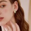 Art Green Butterfly Silver Crystal Zircon Stud Earrings LY7754