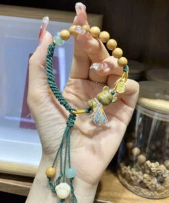 Art Green Sandalwood Bear Charm Bracelet ML0679