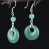 Art Green Sterling Silver Jade Safety Buckle Drop Earrings LY8555