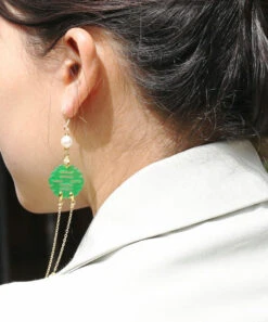 Art Green Sterling Silver Overgild Dry Green Pearl Jade Drop Earrings LY7837 -Ada Fashion Art Green Sterling Silver Overgild Dry Green Pearl Jade Drop Earrings5 a84ffcdd 3213 4c76 ba68 a08d1f9577f0