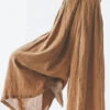 Art Khaki Slash Neck Button Solid Linen Jumpsuit Summer LY1965