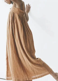 Art Khaki Slash Neck Button Solid Linen Jumpsuit Summer LY1965 -Ada Fashion Art Khaki Slash Neck Button Solid Linen Jumpsuit Summer4