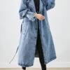 Art Light Blue Lapel Double Breast Denim Trench Coats Fall FA204 -Ada Fashion Art Light Blue Lapel Double Breast Denim Trench Coats Fall1